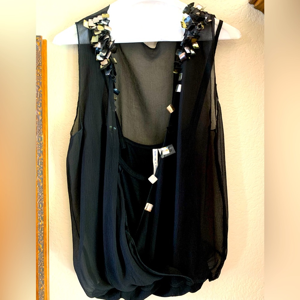Tom K. Nguyen Black Silk Top MEDIUM